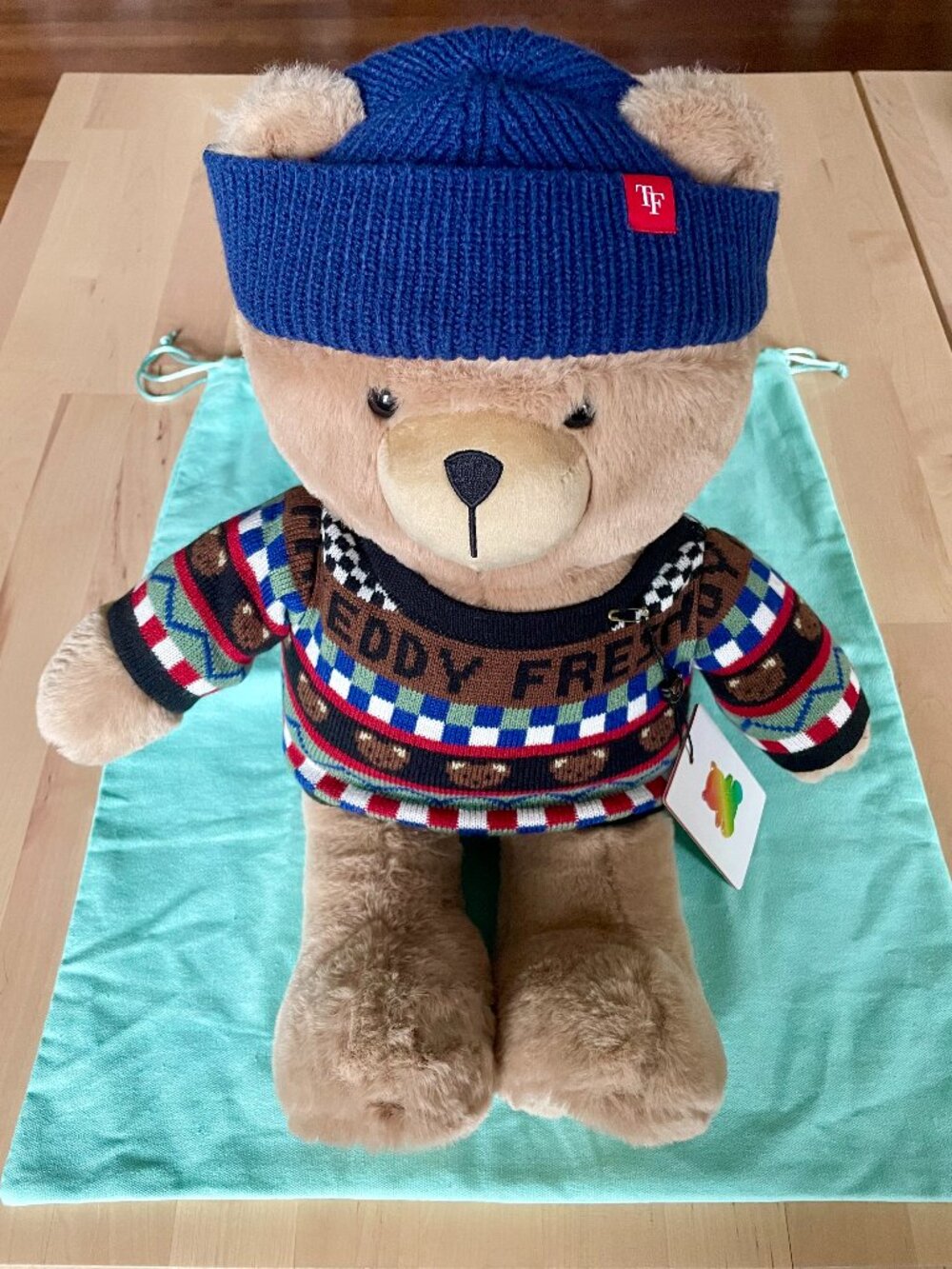 Teddy Fresh World's Second Teddy Fresh Teddy Bear w/ Sweater & Beanie NWT & Bag